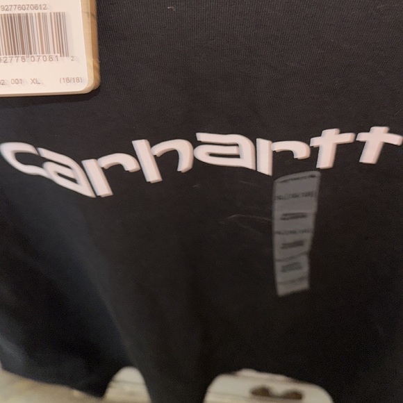 NWT carhartt womens X-Large black tee with white writing short sleeves size xl - Picture 4 of 5